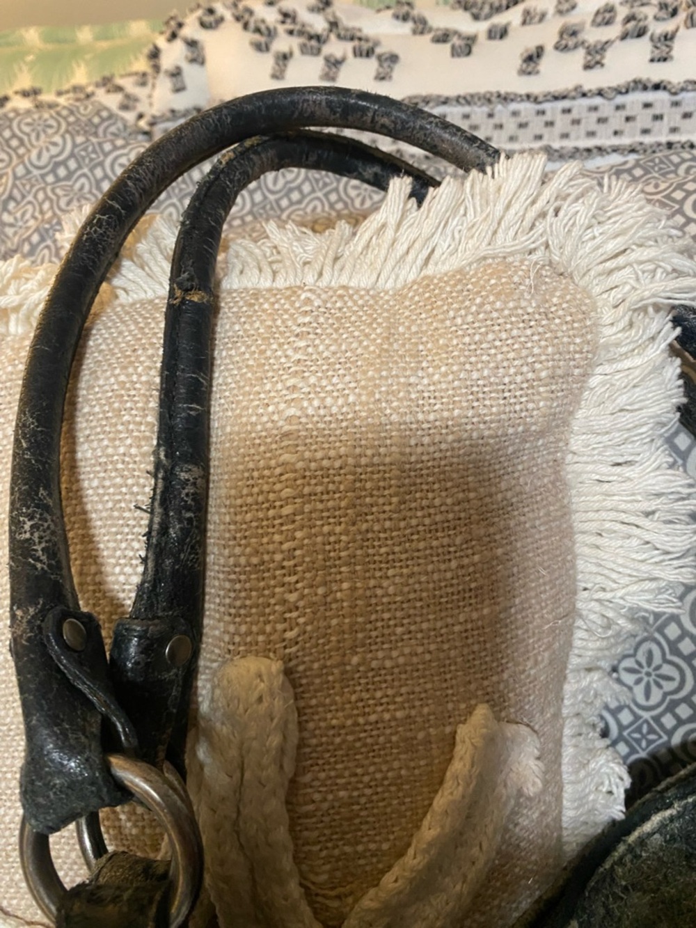 Vtg Frye Gun Deborah Metal distressed Studded tote bag! - Picture 9 of 16